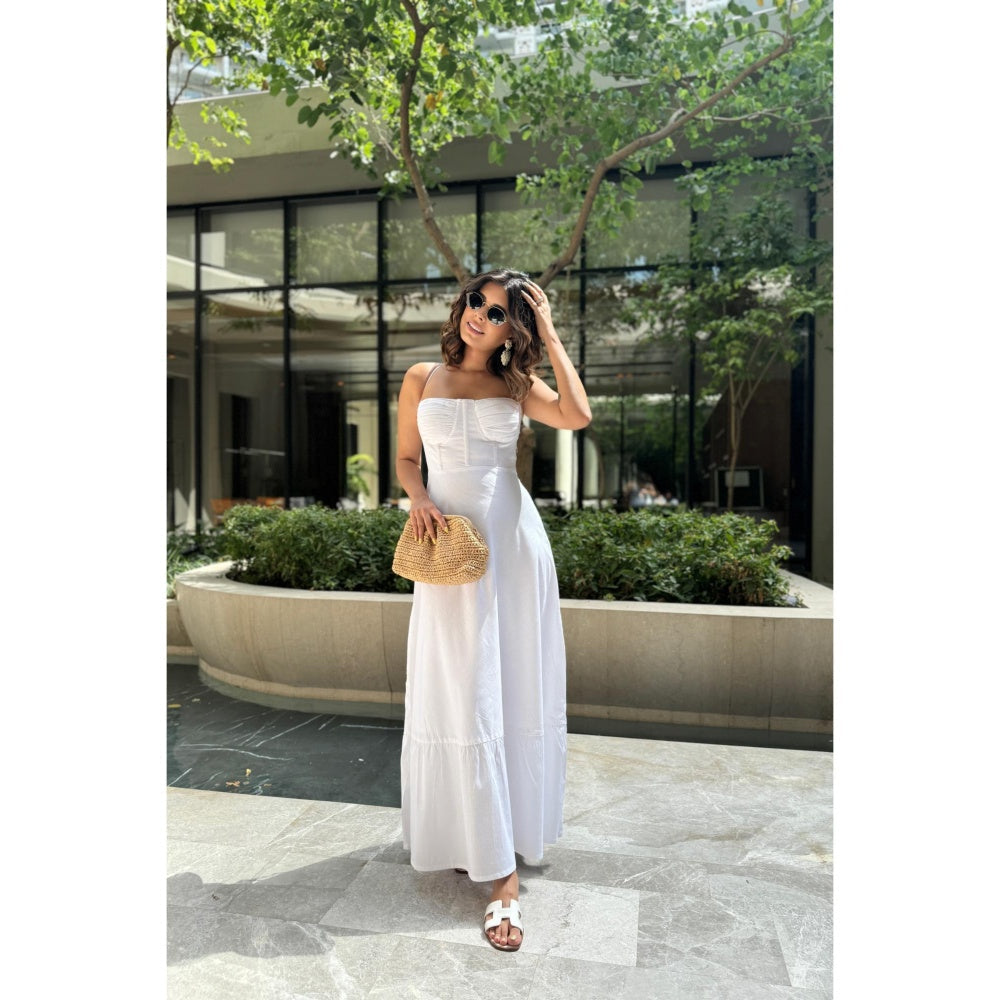 Old Marigold Riri White Corset Bustier Sun Dress