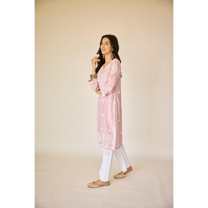 Old Marigold Zoya White Cotton Hand Embroidered Chikankari Pant