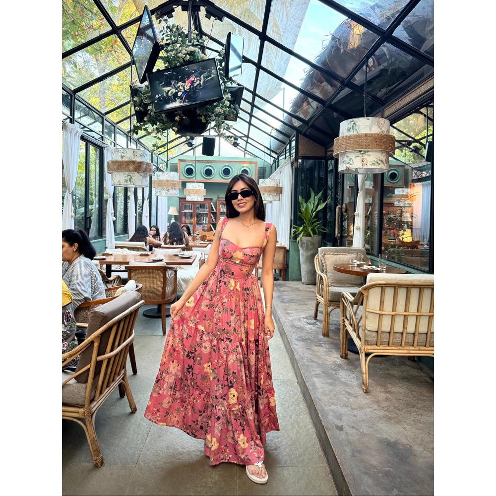 Old Marigold Oliver Pink Bustier Maxi Sun Dress