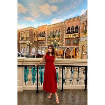 Old Marigold Florence Red Midi Sun Dress