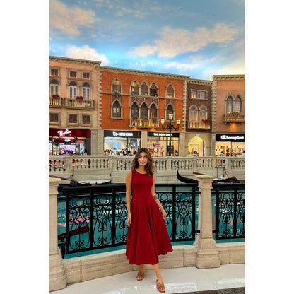 Old Marigold Florence Red Midi Sun Dress