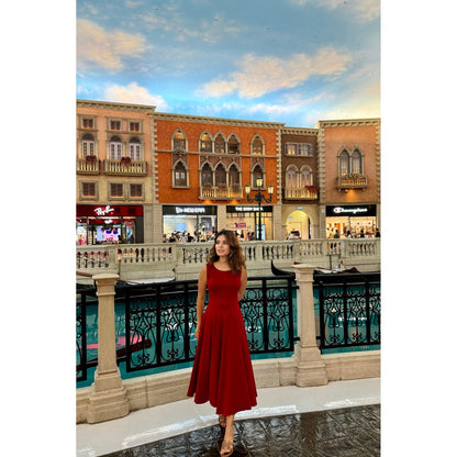 Old Marigold Florence Red Midi Sun Dress
