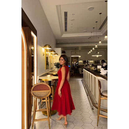 Old Marigold Florence Red Midi Sun Dress