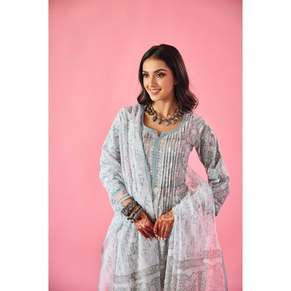 Old Marigold Nazneen Sea Green Cotton Kurta Pant & Dupatta (Set of 3)