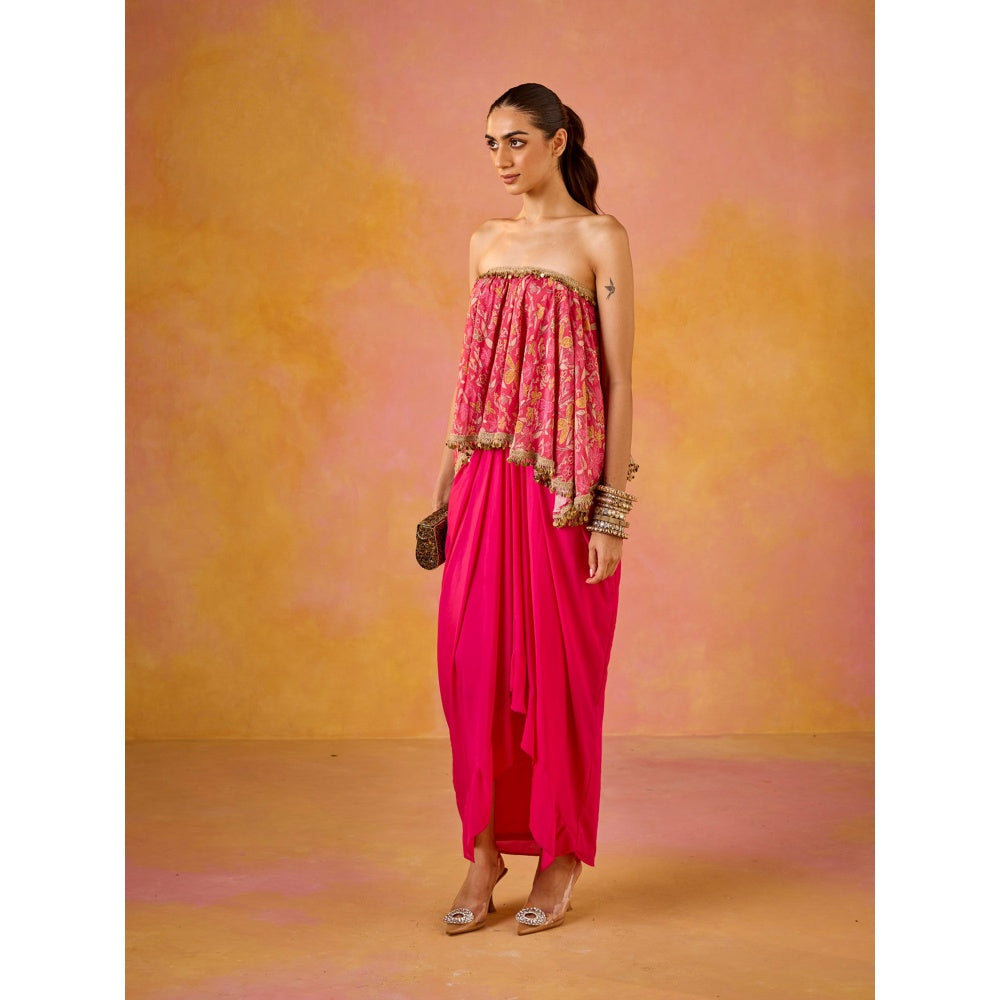 Old Marigold Aleesa Hot Pink Muslin Top & Crepe Skirt (Set of 2)