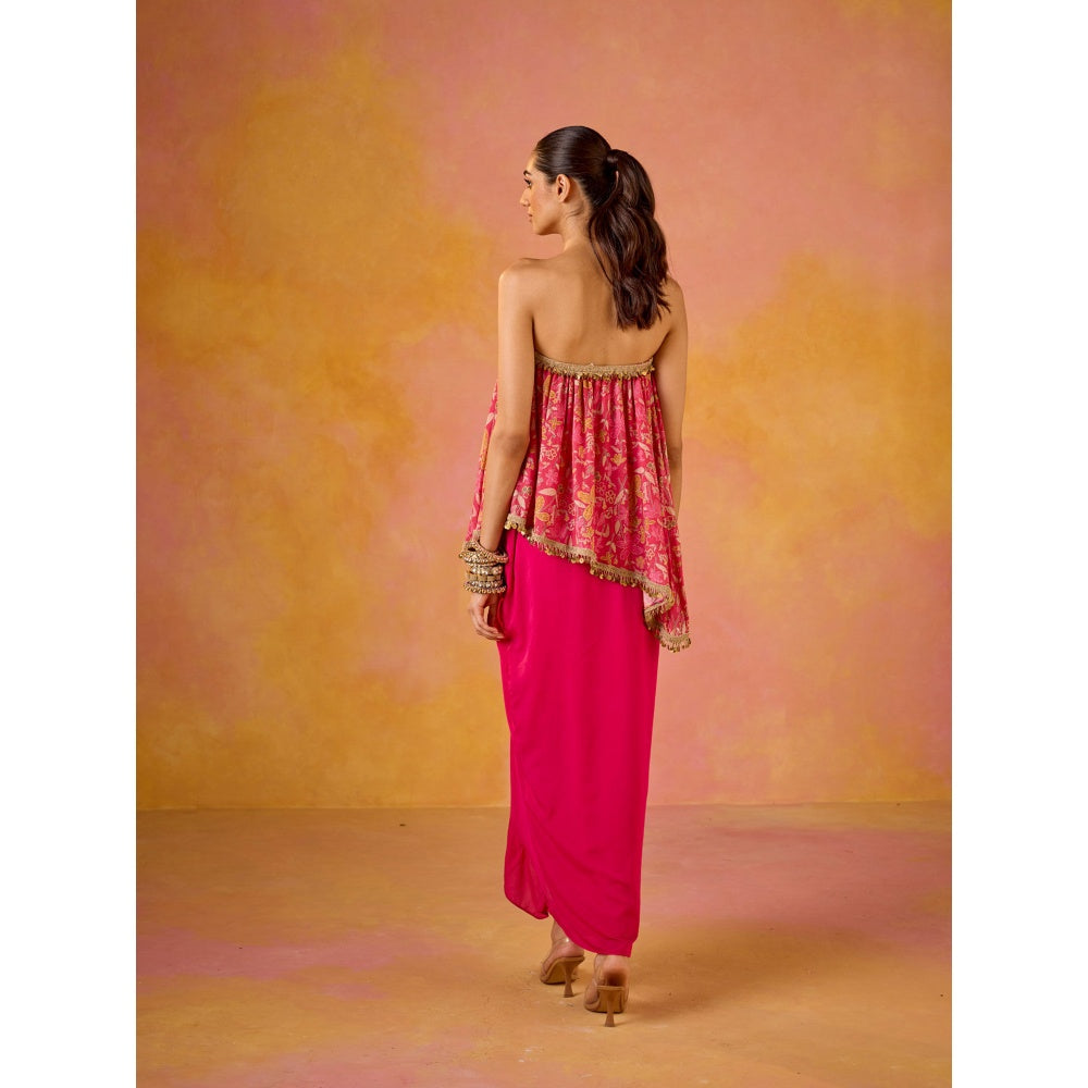 Old Marigold Aleesa Hot Pink Muslin Top & Crepe Skirt (Set of 2)
