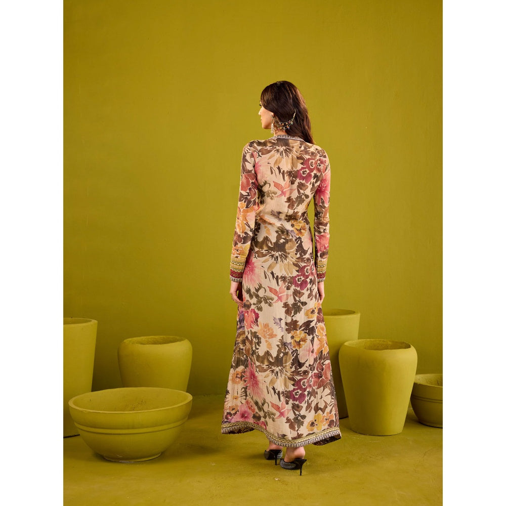 Old Marigold Rehnuma Black Tissue Jacket and Blouse with Crepe Skirt (Set of 3)