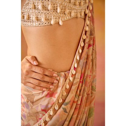 Old Marigold Nihaar Cowrie Shell Embroidered Stitched Blouse