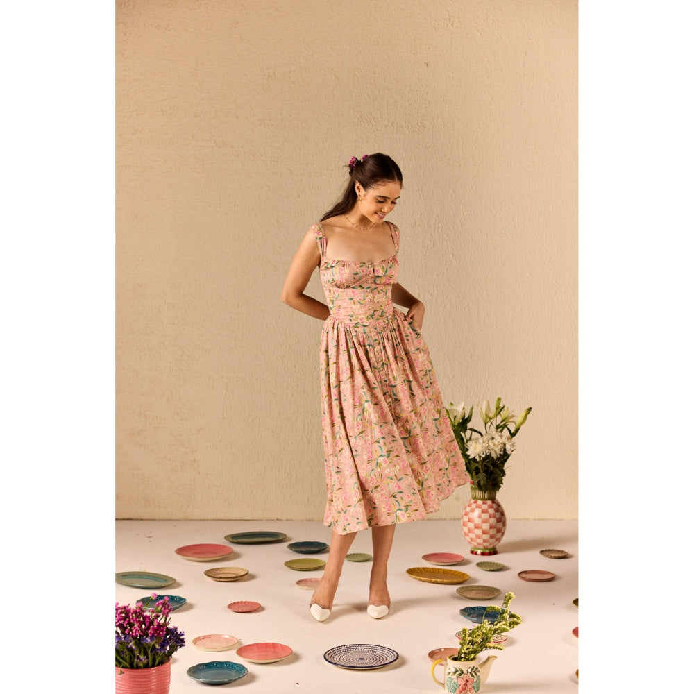 Old Marigold Versa Peach Floral Cotton Dress