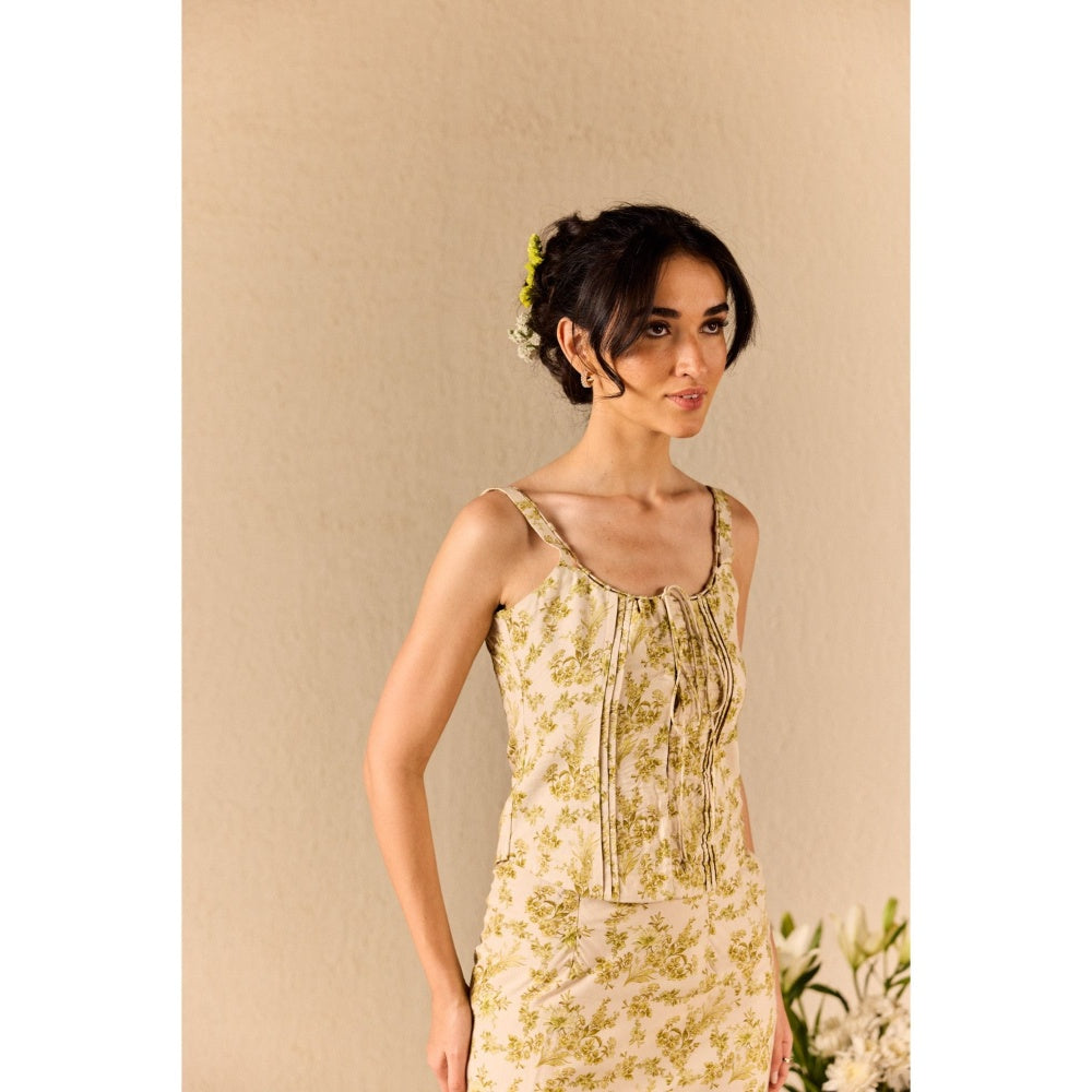 Old Marigold Cream Sierra Green Cotton Floral Co-Ord (Set of 2)