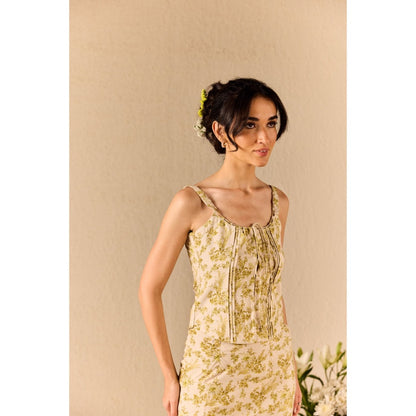 Old Marigold Cream Sierra Green Cotton Floral Co-Ord (Set of 2)