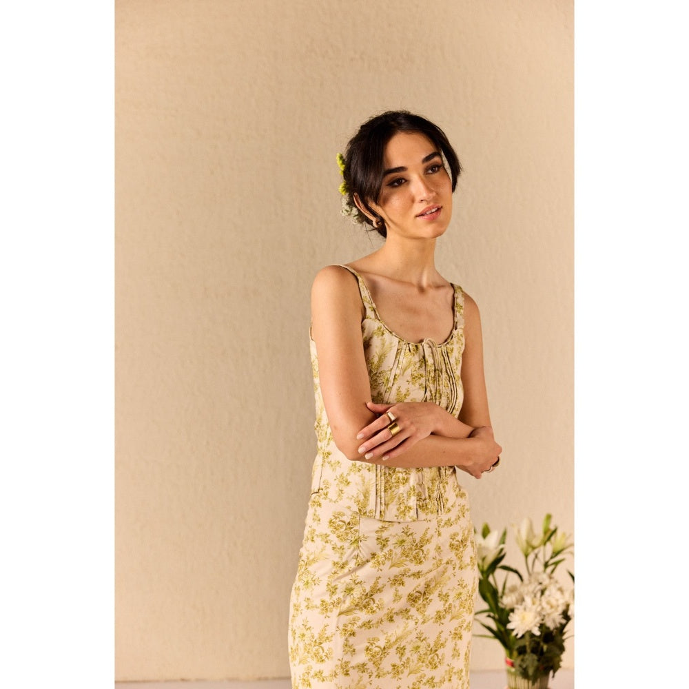 Old Marigold Cream Sierra Green Cotton Floral Co-Ord (Set of 2)