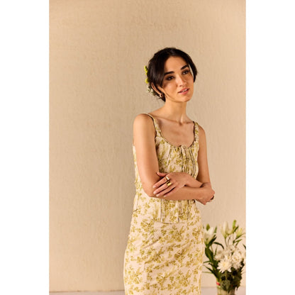 Old Marigold Cream Sierra Green Cotton Floral Co-Ord (Set of 2)