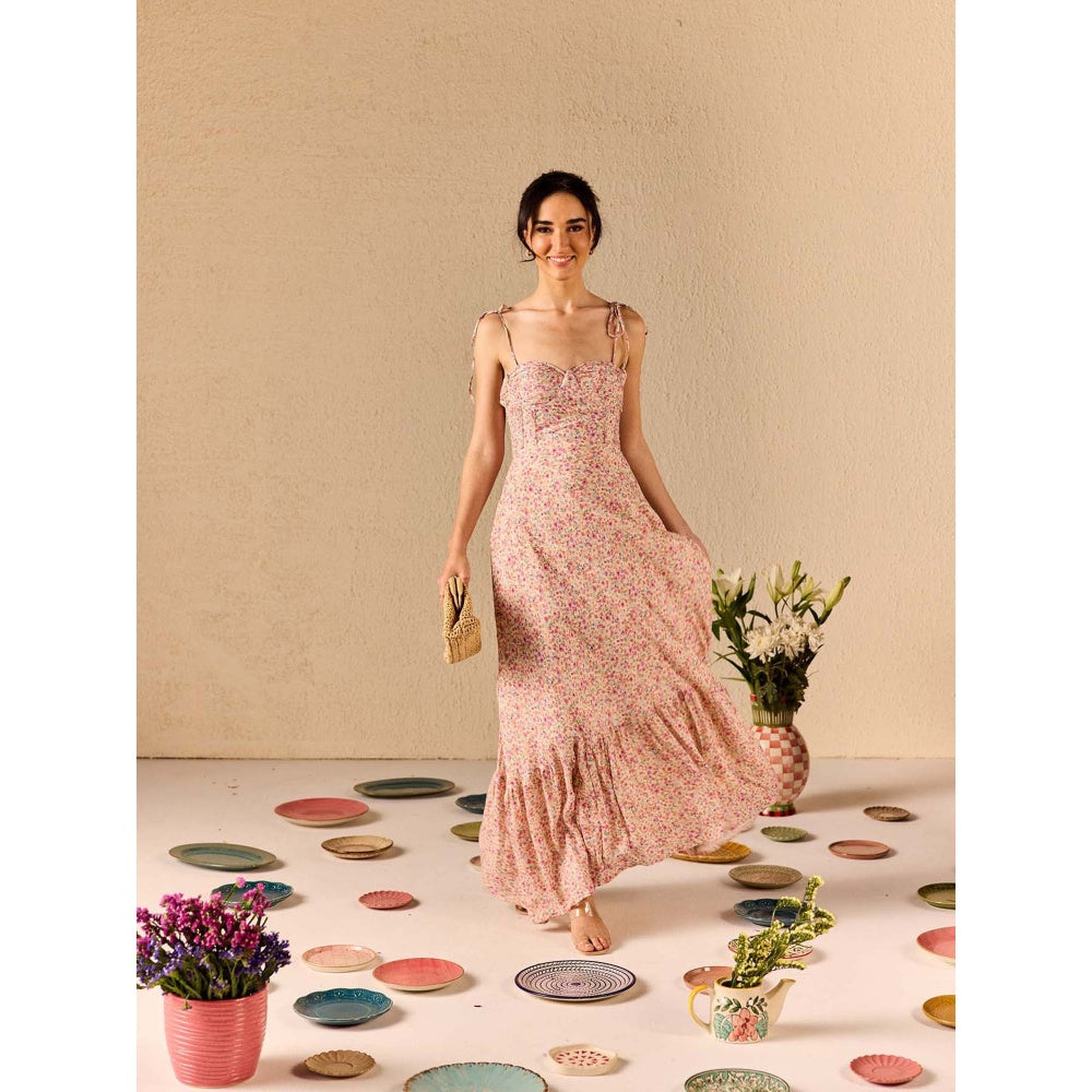 Old Marigold Solene Muslin Floral Ruffle Multi-Color Maxi Dress