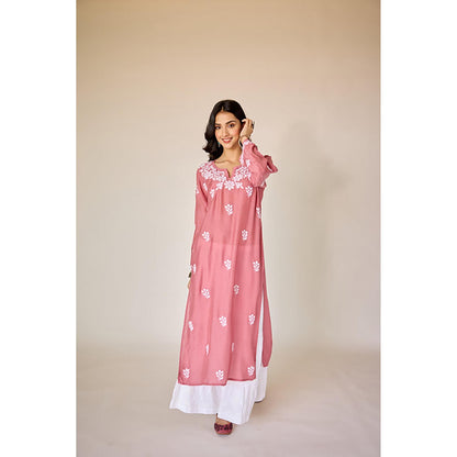 Old Marigold Mehjabeen Pink Muslin Hand Embroidered Chikankari Kurta