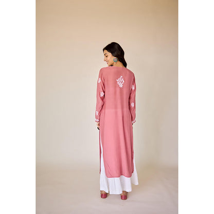 Old Marigold Mehjabeen Pink Muslin Hand Embroidered Chikankari Kurta