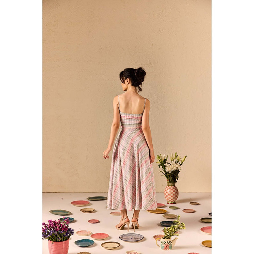 Old Marigold Lucia Checkered Multicolour Midi Dress