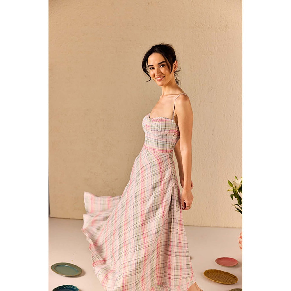 Old Marigold Lucia Checkered Multicolour Midi Dress