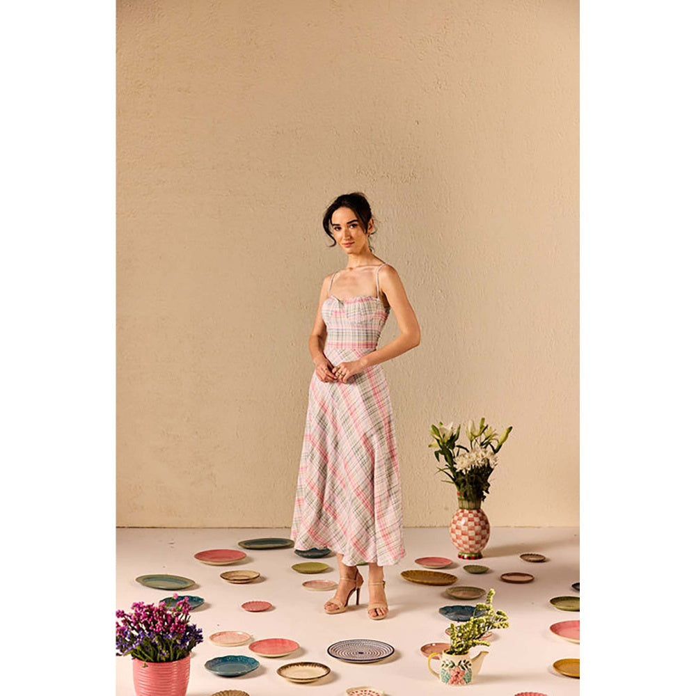 Old Marigold Lucia Checkered Multicolour Midi Dress