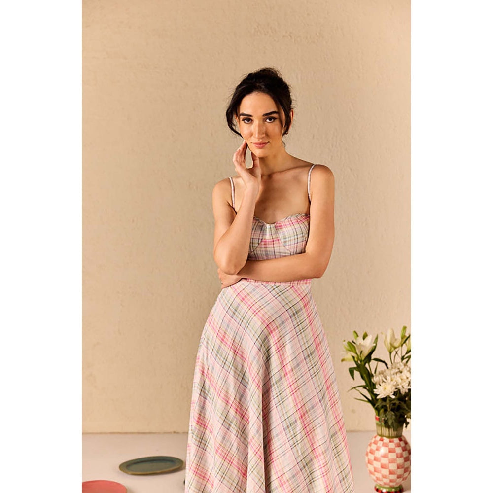 Old Marigold Lucia Checkered Multicolour Midi Dress