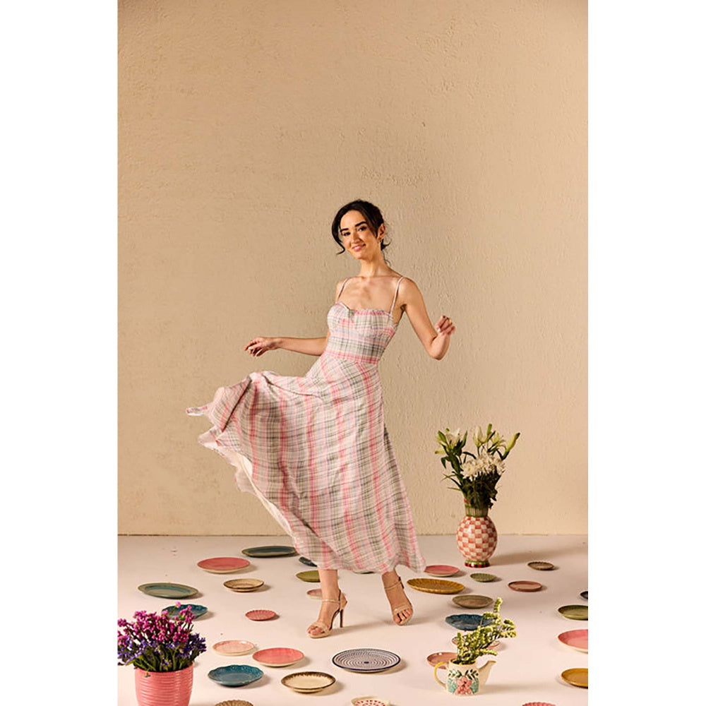 Old Marigold Lucia Checkered Multicolour Midi Dress
