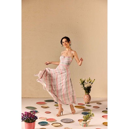 Old Marigold Lucia Checkered Multicolour Midi Dress