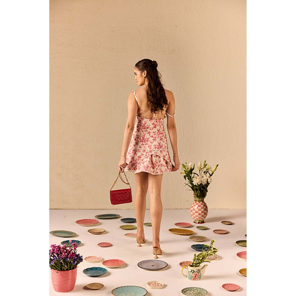 Old Marigold Sienna Beige Floral Mini Dress
