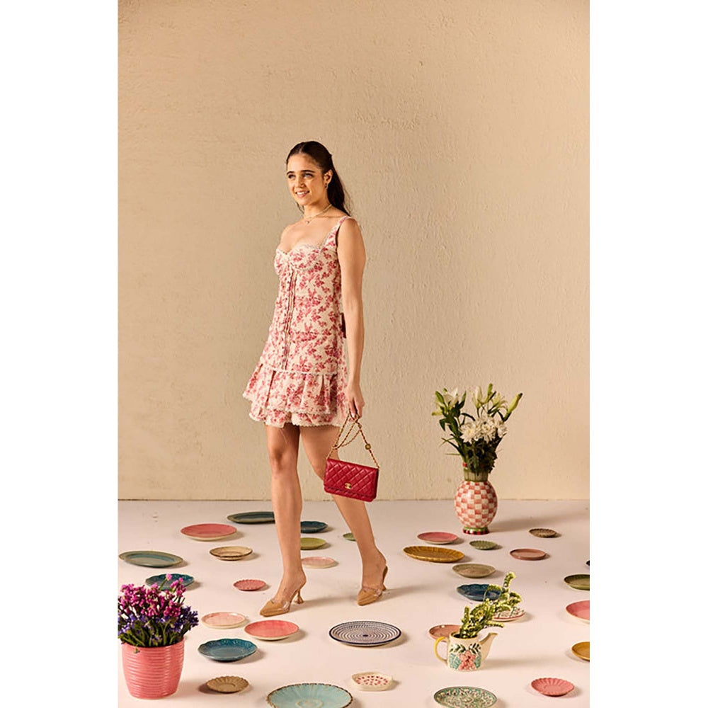 Old Marigold Sienna Beige Floral Mini Dress