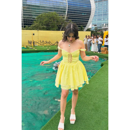 Old Marigold Marbella Lemon Yellow Tiered Babydoll Dress