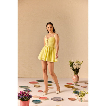 Old Marigold Marbella Lemon Yellow Tiered Babydoll Dress