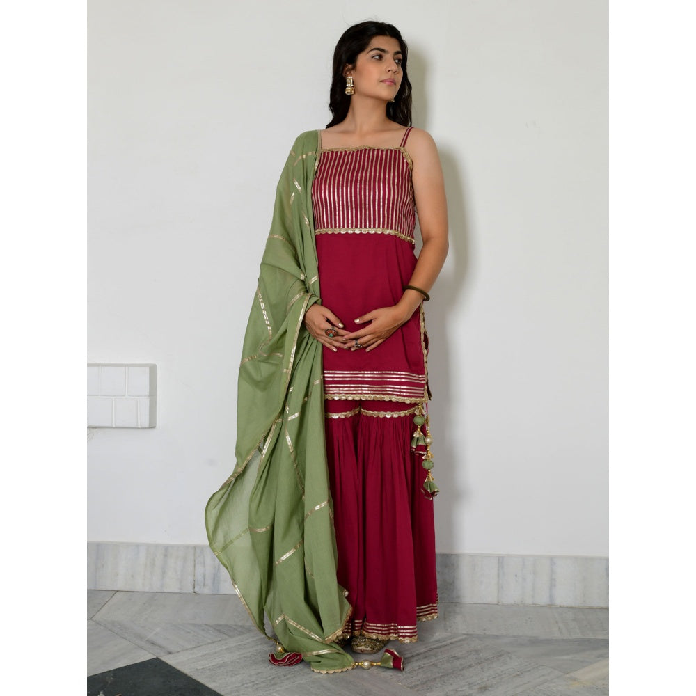 OMAANA Gulab Sohini Sharara Set (Set of 3)