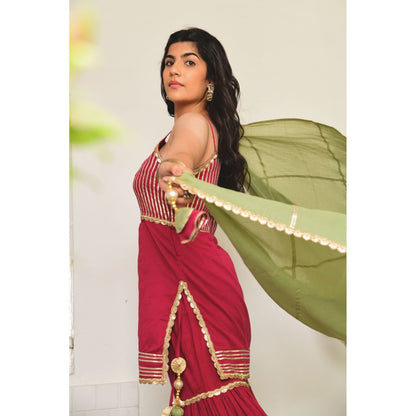 OMAANA Gulab Sohini Sharara Set (Set of 3)