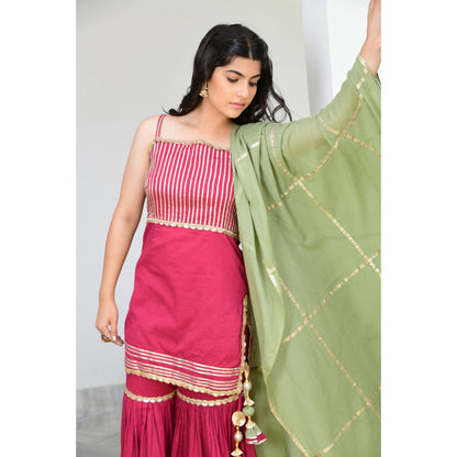 OMAANA Gulab Sohini Sharara Set (Set of 3)