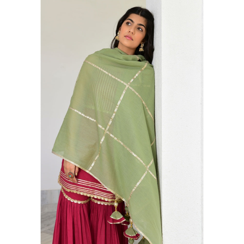 OMAANA Gulab Sohini Sharara Set (Set of 3)