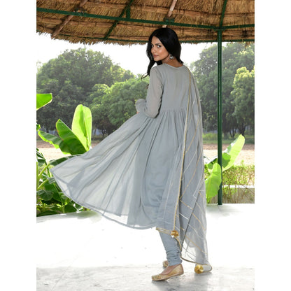 OMAANA Saanjh Taani Anarkali Suit Set (Set of 3)