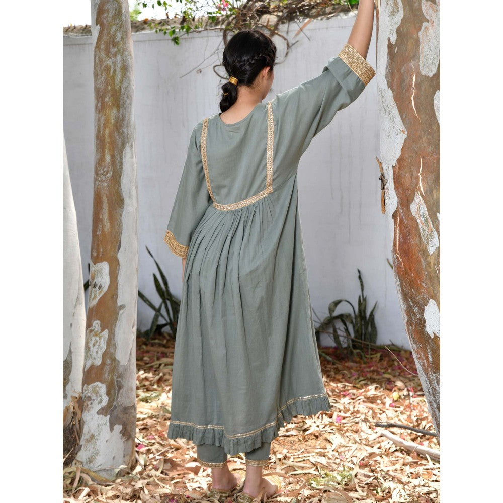 OMAANA Grey Haseena Kurta Set (Set of 3)