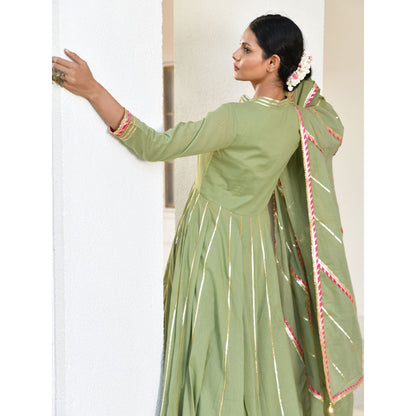 OMAANA Harit Meera Kurta Sharara Set (Set of 3)