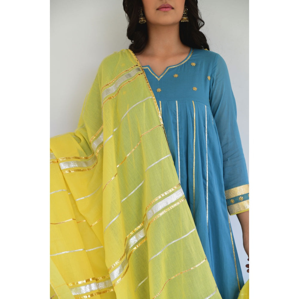 OMAANA Firoz Adaa Anarkali Kurta Set (Set of 3)