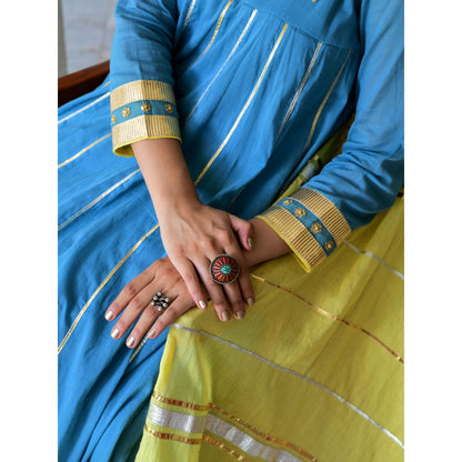 OMAANA Firoz Adaa Anarkali Kurta Set (Set of 3)
