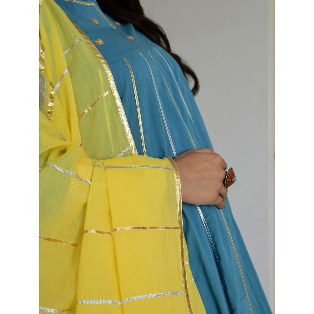 OMAANA Firoz Adaa Anarkali Kurta Set (Set of 3)