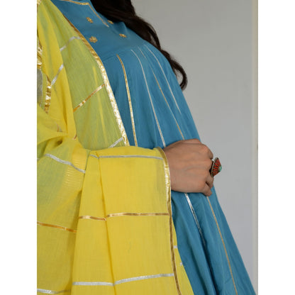 OMAANA Firoz Adaa Anarkali Kurta Set (Set of 3)