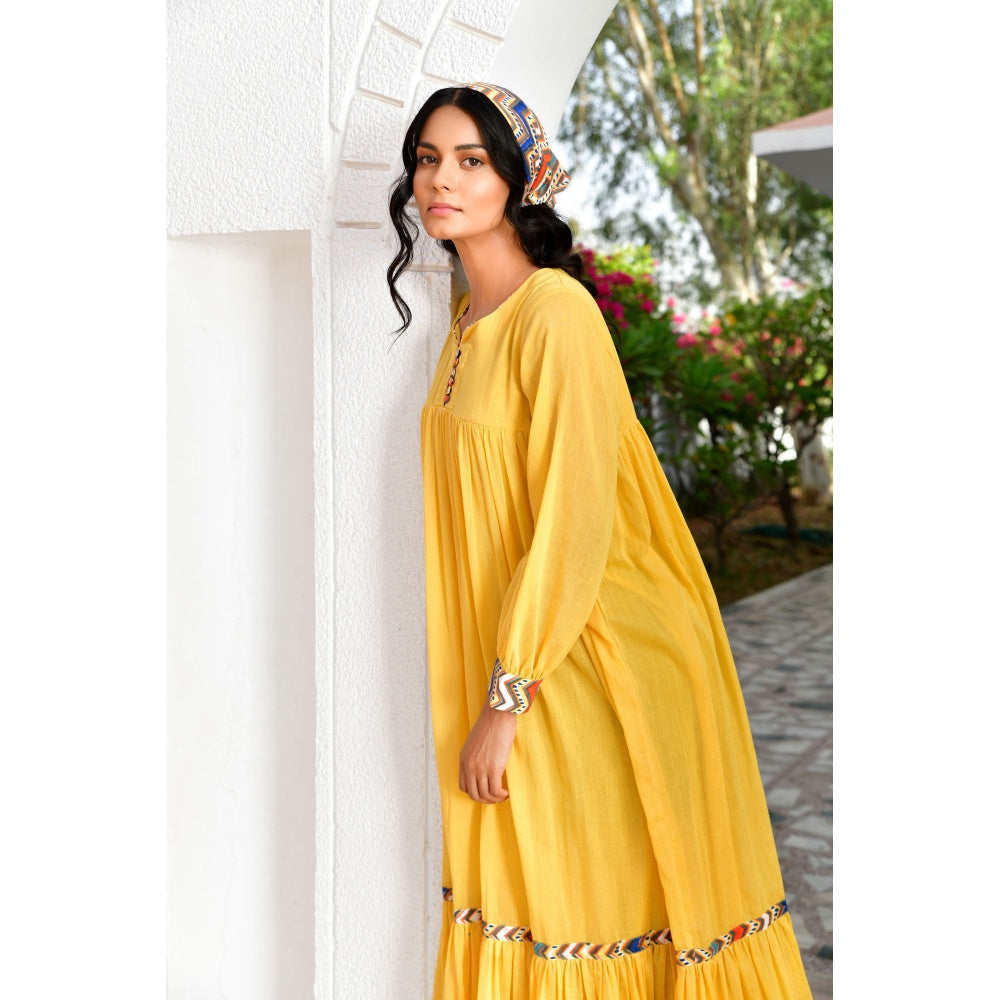OMAANA Layla Yellow Coloured Long Dress