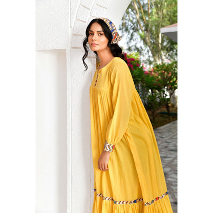 OMAANA Layla Yellow Coloured Long Dress