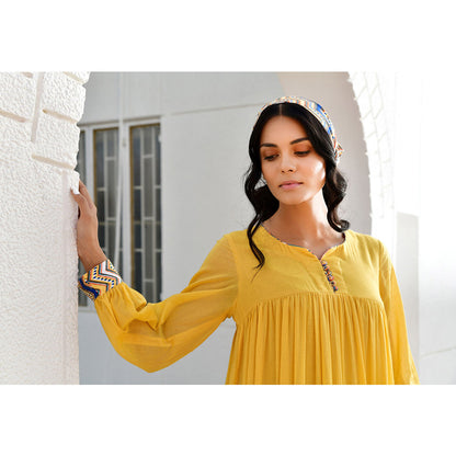OMAANA Layla Yellow Coloured Long Dress