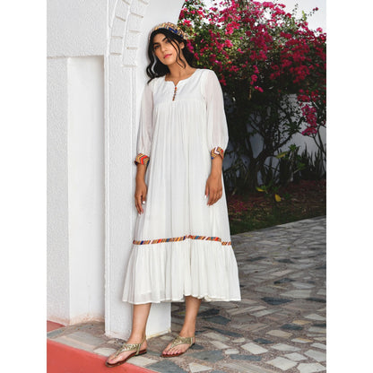 OMAANA Layla White Coloured Long Dress