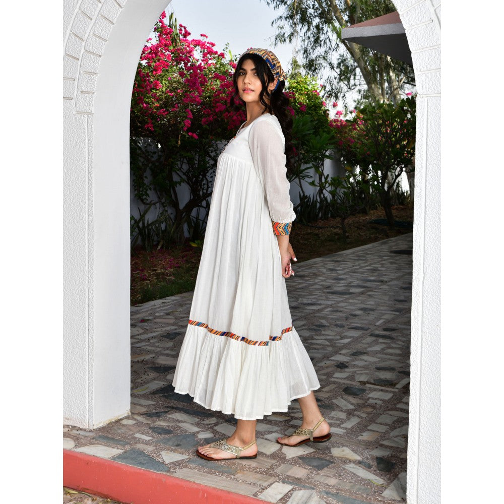 OMAANA Layla White Coloured Long Dress