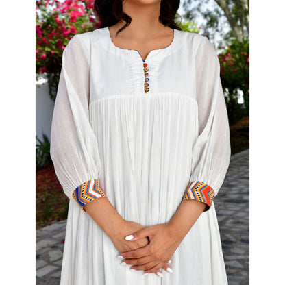 OMAANA Layla White Coloured Long Dress
