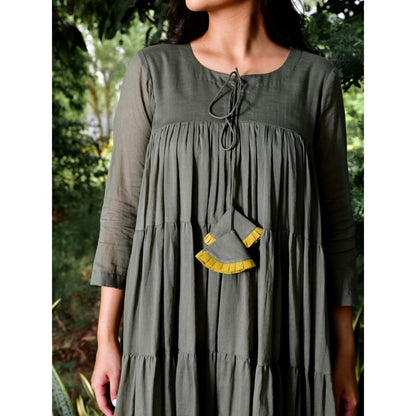 OMAANA Green Summer Tales Tassel Dress