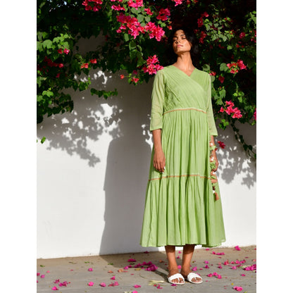 OMAANA Grapevine Green Angarkha Dress