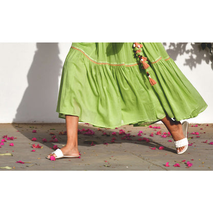 OMAANA Grapevine Green Angarkha Dress